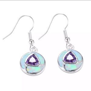 Sterling Silver Amethyst Opal Earrings